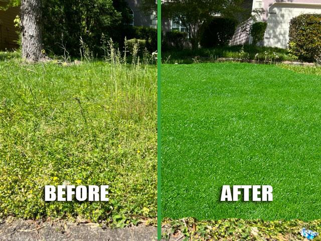 Before and after pre emergent weed control service in Abilene TX
