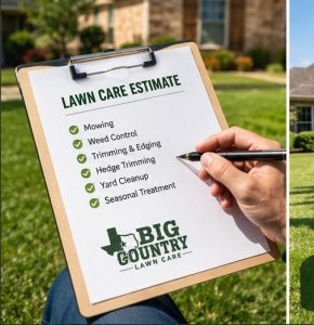 Lawn care estimate for a residential yard in Abilene TX