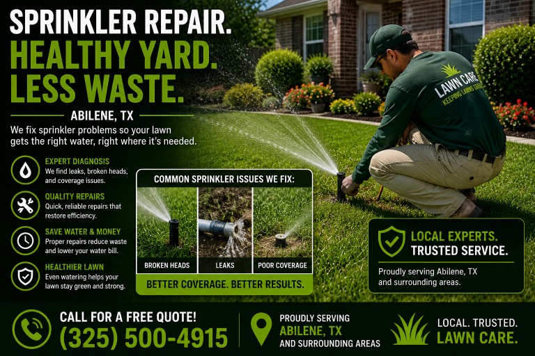 sprinkler repair lawn care Abilene TX irrigation system watering grass