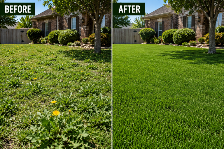 before and after weed control Abilene TX