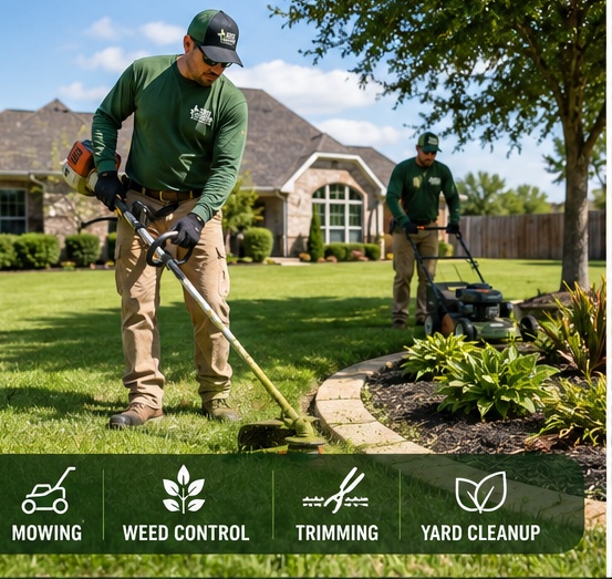 Yard service crew helping a homeowner in Abilene TX