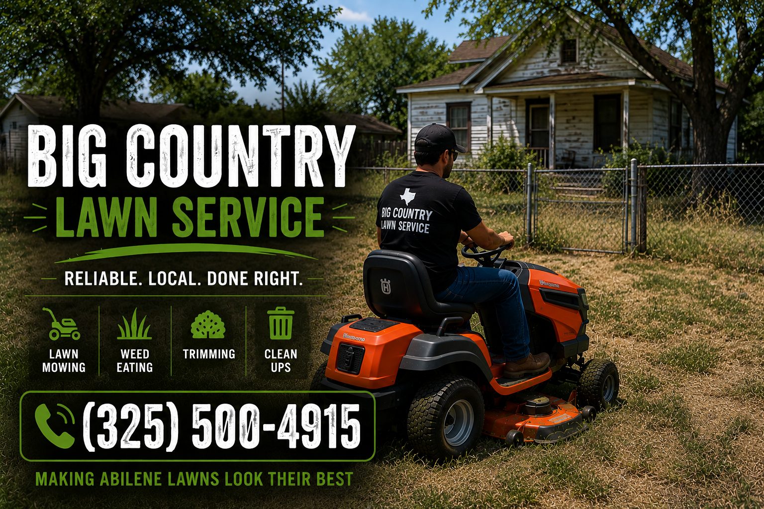Barndominium on acreage with professional mowing in Abilene TX