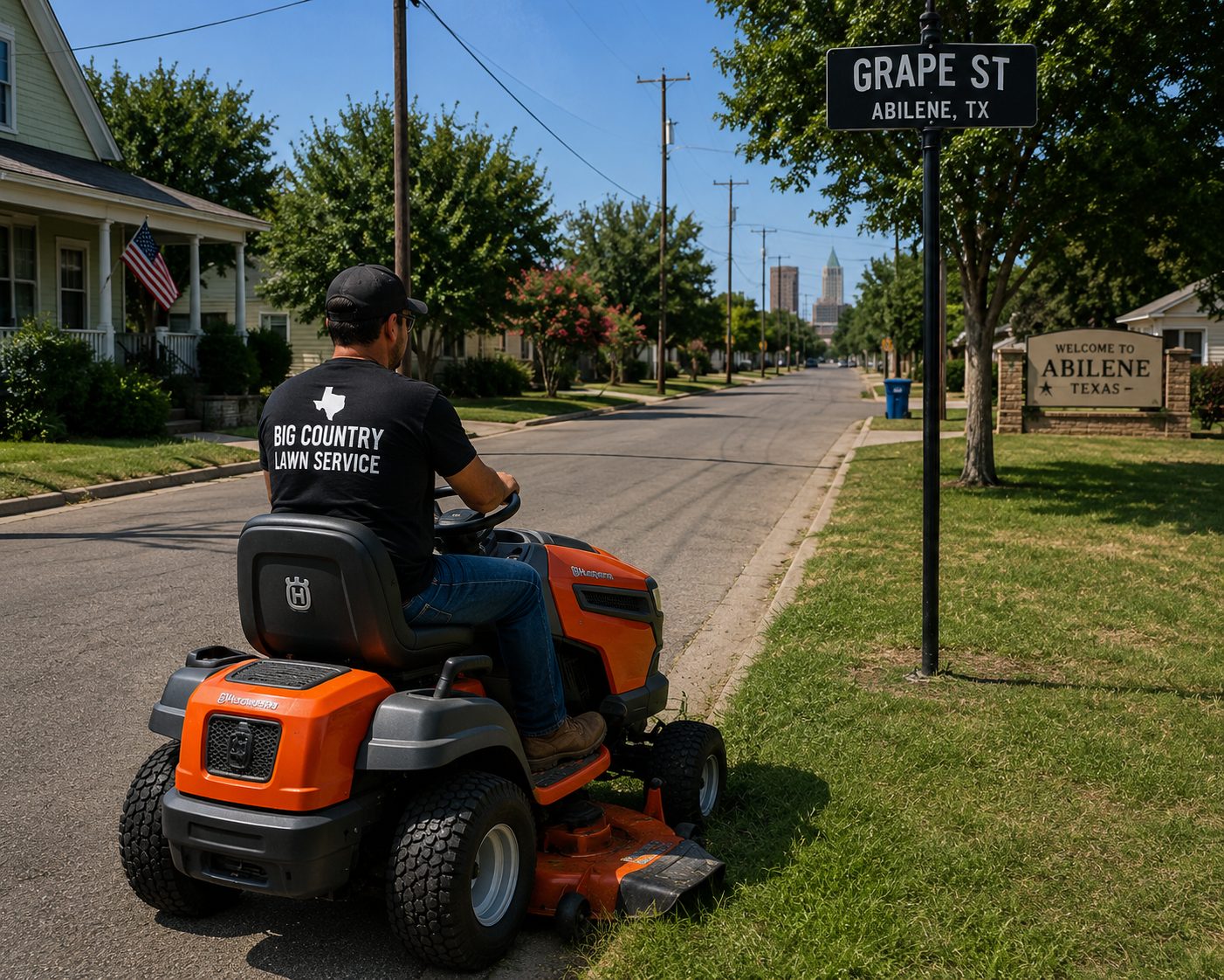 Before and after commercial lawn mowing service in Abilene TX
