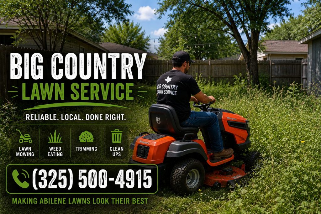 Overgrown lawn mowing service in Abilene TX cutting tall grass
