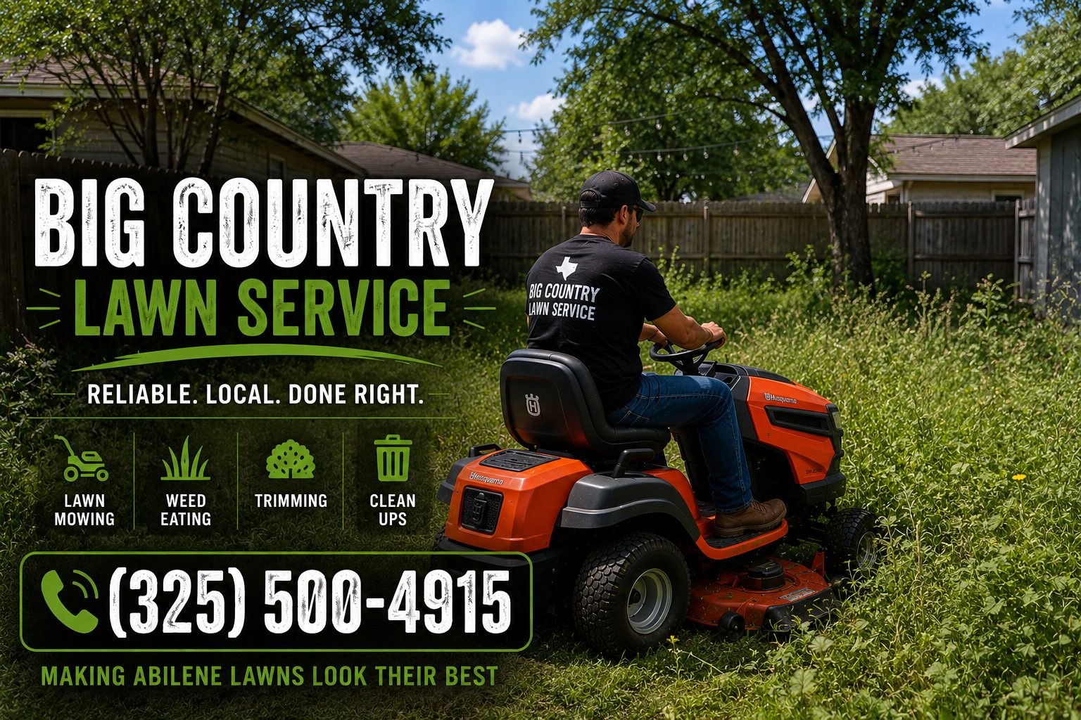 Small backyard lawn mowing in Abilene TX