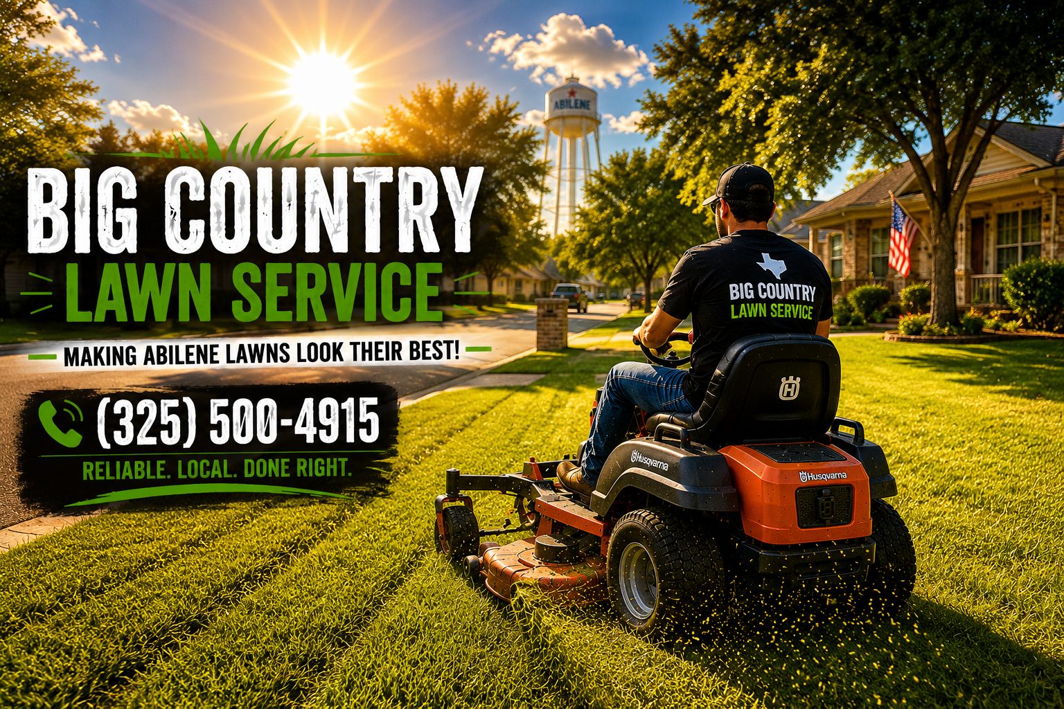 Lawn maintained with every other week mowing service in Abilene Texas