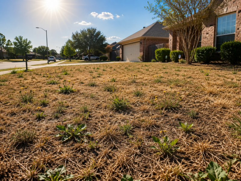dry lawn with weeds Abilene TX